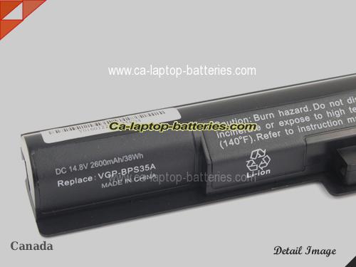  image 2 of SONY SVF152A29V Replacement Battery 2600mAh, 33Wh  14.8V Black Li-ion