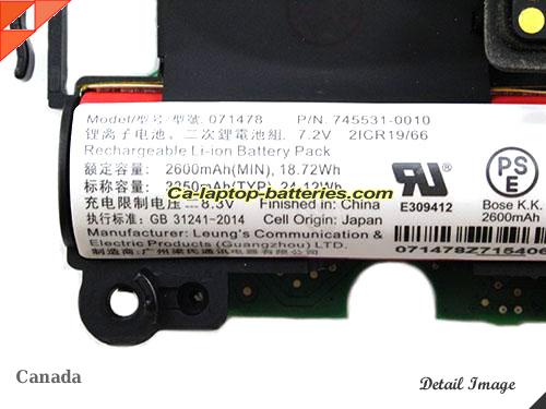  image 2 of 2ICR19/66 Battery, Canada Li-ion Rechargeable 3350mAh, 24.12Wh  BOSE 2ICR19/66 Batteries