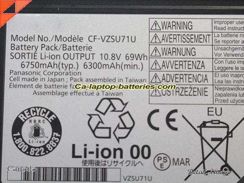 image 2 of VZSU71U-1 Battery, CAD$88.27 Canada Li-ion Rechargeable 6750mAh, 69Wh  PANASONIC VZSU71U-1 Batteries