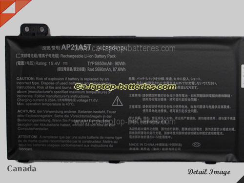  image 4 of AP21A5T Battery, Canada Li-ion Rechargeable 5850mAh, 90Wh  ACER AP21A5T Batteries