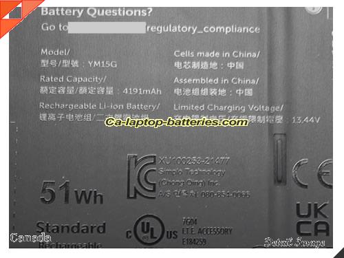  image 4 of YM15G Battery, Canada Li-ion Rechargeable 4191mAh, 51Wh  DELL YM15G Batteries