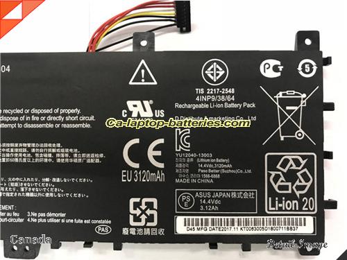  image 3 of Genuine ASUS VivoBook S451LA-CA025H Battery For laptop 3194mAh, 46Wh , 14.4V, Black , Li-ion