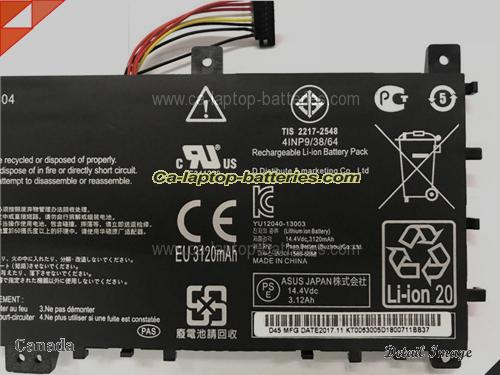  image 3 of Genuine ASUS VivoBook S451LA-CA141H Battery For laptop 3194mAh, 46Wh , 14.4V, Black , Li-ion