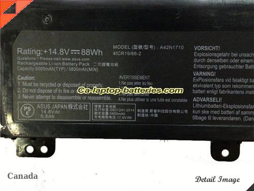  image 2 of 0B110-00490000 Battery, Canada Li-ion Rechargeable 5800mAh, 88Wh  ASUS 0B110-00490000 Batteries