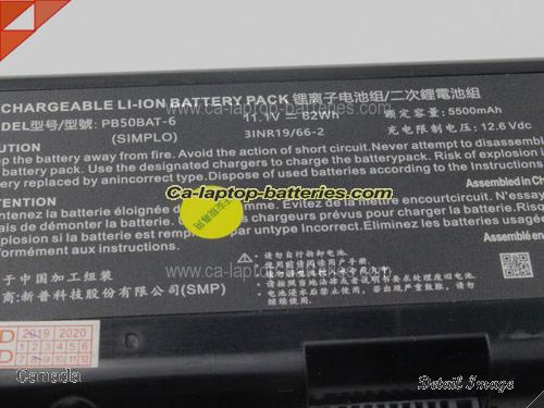  image 4 of 6-87-PB506-61D02 Battery, Canada Li-ion Rechargeable 5500mAh, 62Wh  CLEVO 6-87-PB506-61D02 Batteries