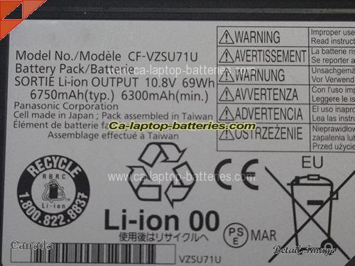  image 2 of Genuine PANASONIC CFVZSU1430U Battery For laptop 6750mAh, 69Wh , 10.8V, Black , Li-ion