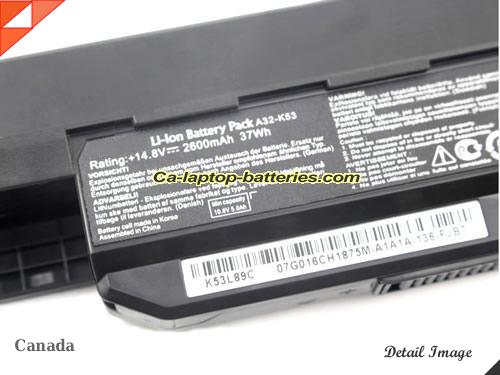  image 2 of A41-K53 Battery, Canada Li-ion Rechargeable 2600mAh, 37Wh  ASUS A41-K53 Batteries