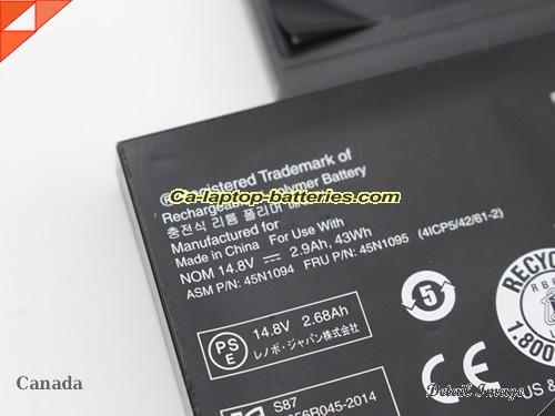  image 4 of 45N1095 Battery, Canada Li-ion Rechargeable 2900mAh, 43Wh , 2.9Ah LENOVO 45N1095 Batteries