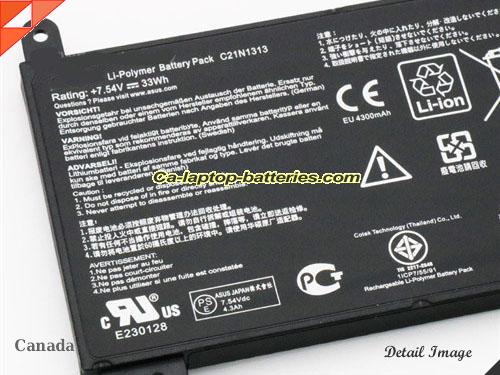 image 2 of Genuine ASUS C21Po95 Laptop Computer Battery C21P095 Li-ion 4400mAh, 33Wh Black In Canada