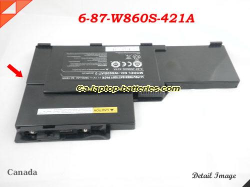  image 4 of Genuine CLEVO W860BAT-3 Laptop Computer Battery 6-87-W860BAT-3 Li-ion 3800mAh Black In Canada