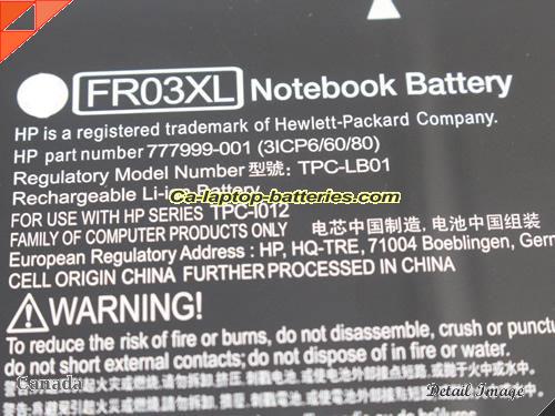  image 5 of Genuine HP FR03XL Laptop Computer Battery TPN-LB01 Li-ion 43Wh Black In Canada